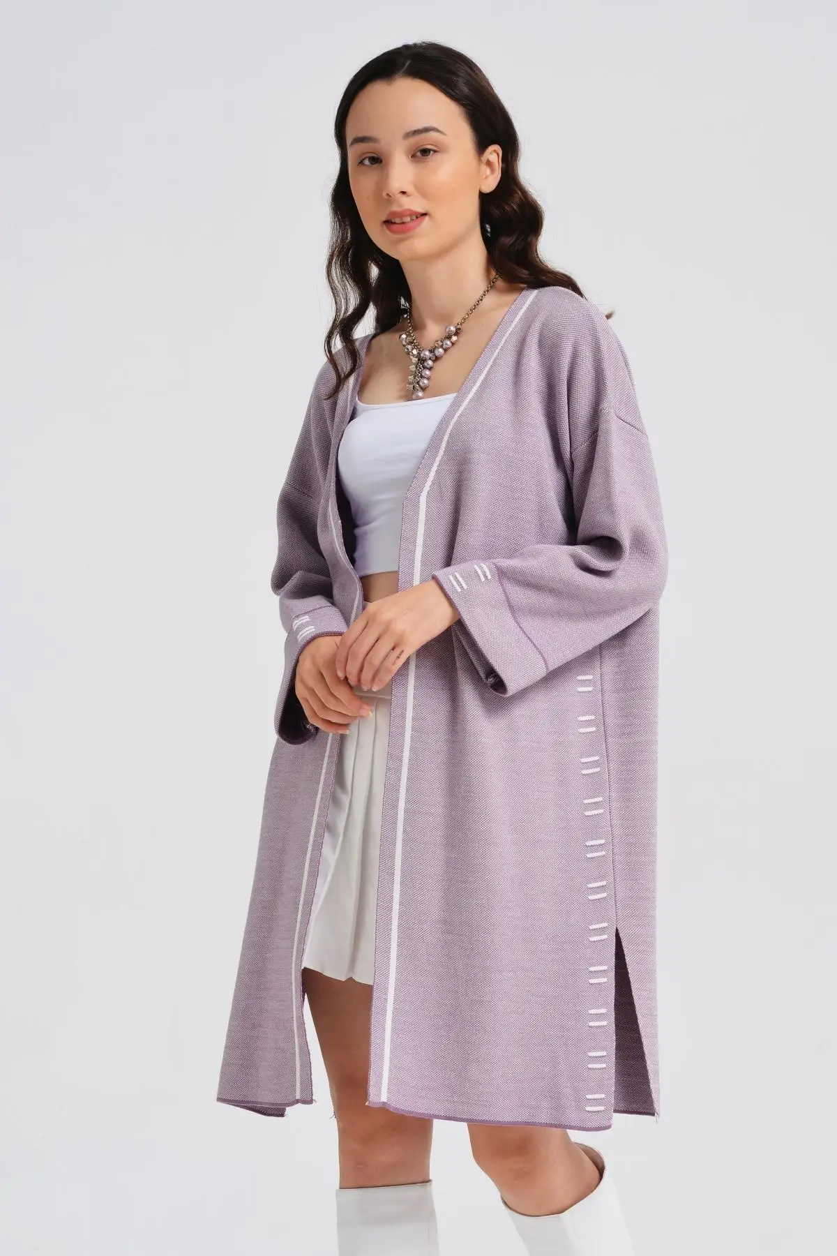 

Women's Cardigan pique Knitted Sleeve - Lilac Casual Knitted Quality Fashion Cardigan Sweaters Loose Sweater Sweater Jumper