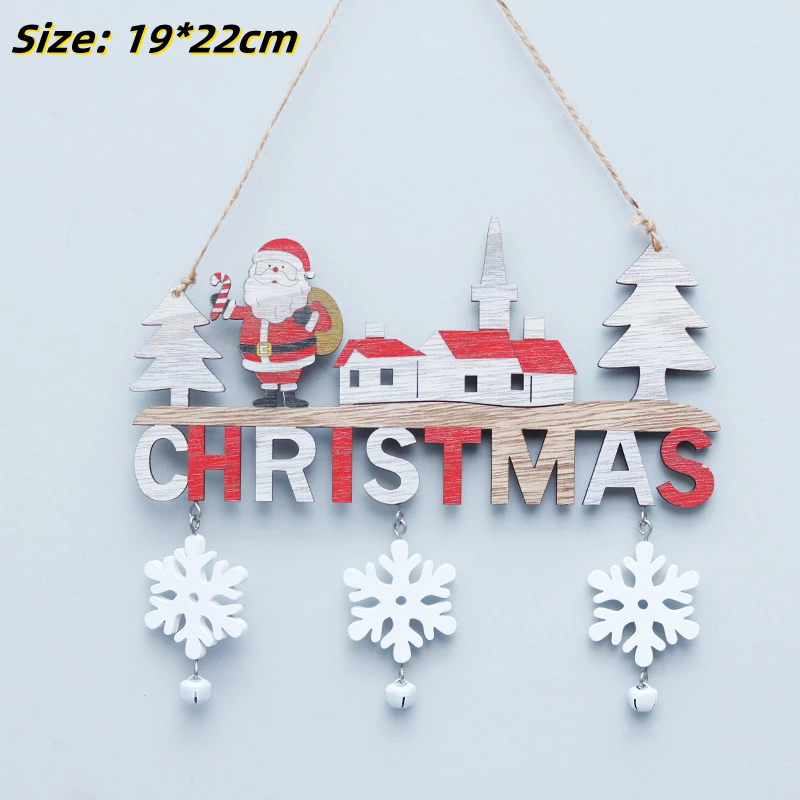 

Christmas wooden snowflake pendant Happy tree decorations 2023 gift New Year indoor restaurant Kawaii scene decoration