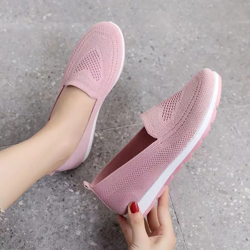 2023 New Summer Women Mesh Breathable Flat Shoes Ladies Comfort Light Casual Sneaker Women Slip on Loafers Outdoor Walking Shoes