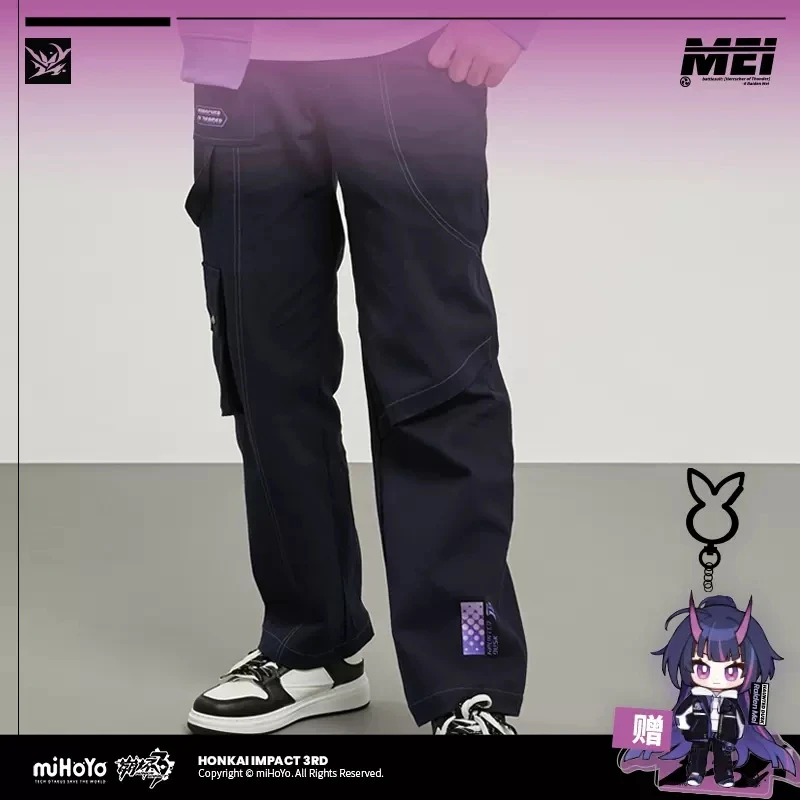 

3D Amine Game Honkai Impact 3 COSPLAY HERRSCHER OF THUNDER Mei HAUNTED DUSK Series Theme Tooling Straight Leg Pants Couple Pants