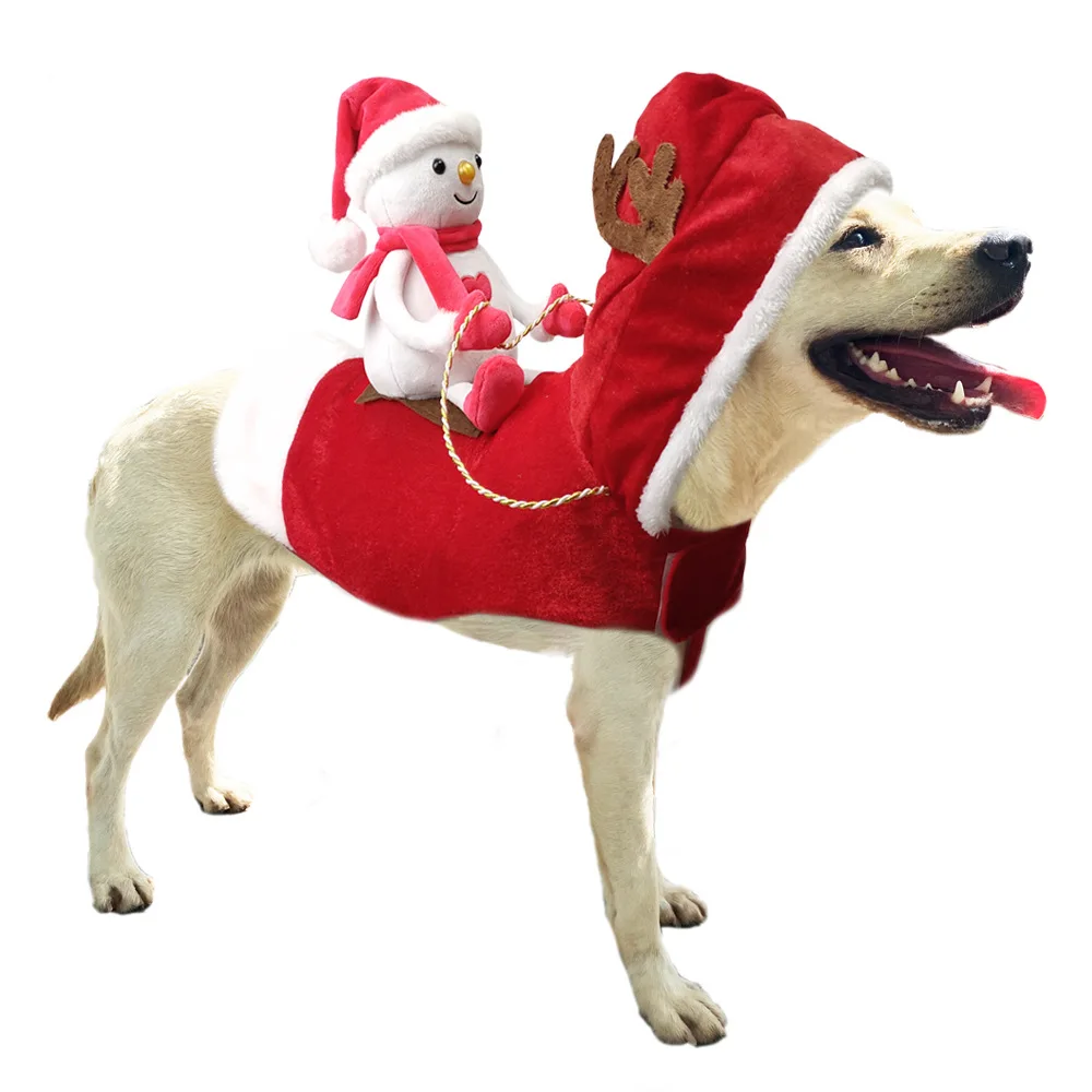 

Cute Pet Santa Costume Santa Claus Riding Clothes Riding Deer Christmas Supplies Xmas Party Pet Costume Decoration Supplies