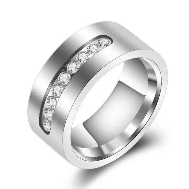 

2022 Hot European and American unisex stainless steel ring Crystal fromSwarovskis Inlaid zircon fashion jewelry wholesale