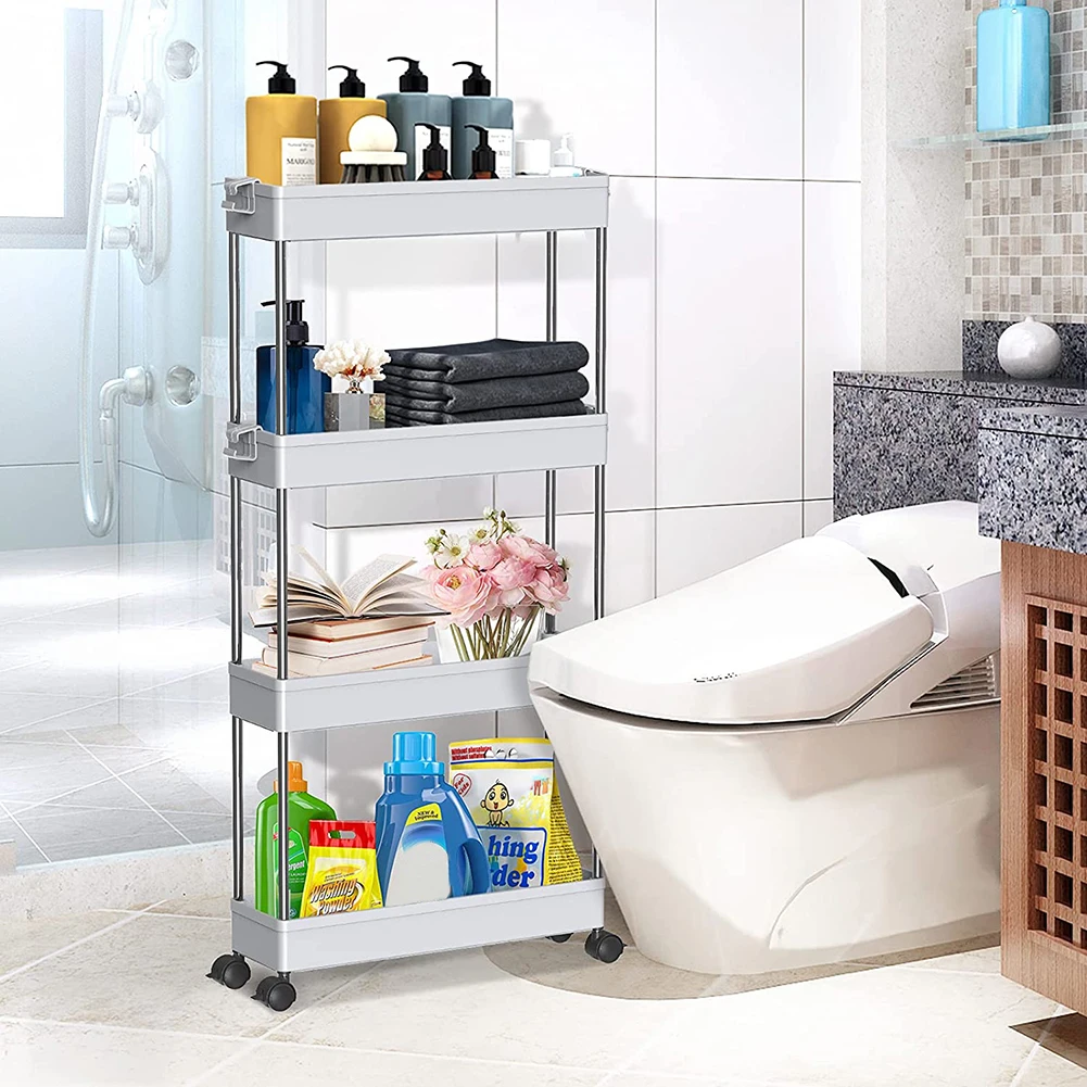 Регулируемые тележки для хранения 4-х уровневая тележка кухни посуды ванной