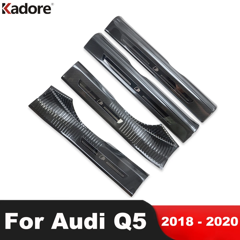 

Door Sill Scuff Plate Cover Trim For Audi Q5 2018 2019 2020 Stainless Inner Door Welcome Pedal Protector Guard Car Accessories