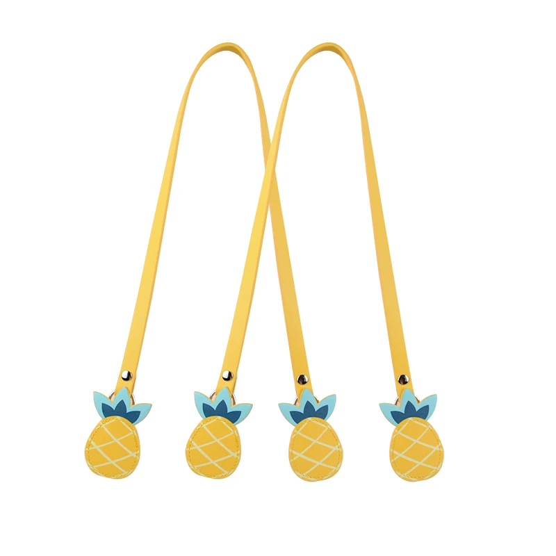 New  Long O bag Pu leather Handles with funny cartoon fruit drops strawberry orange Flat PU Belt attachments for EVA obag Body