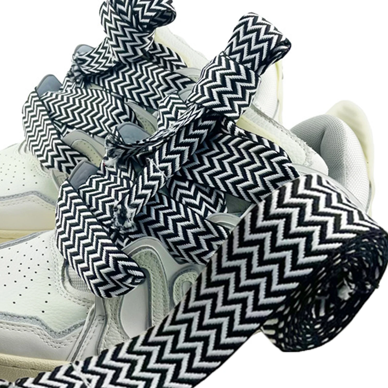 

1 Pair Colorful Corrugation Pattern Shoelaces Unisex Width 3cm Length 120cm Flat Shoelace For Sneakers Shoes Accessories