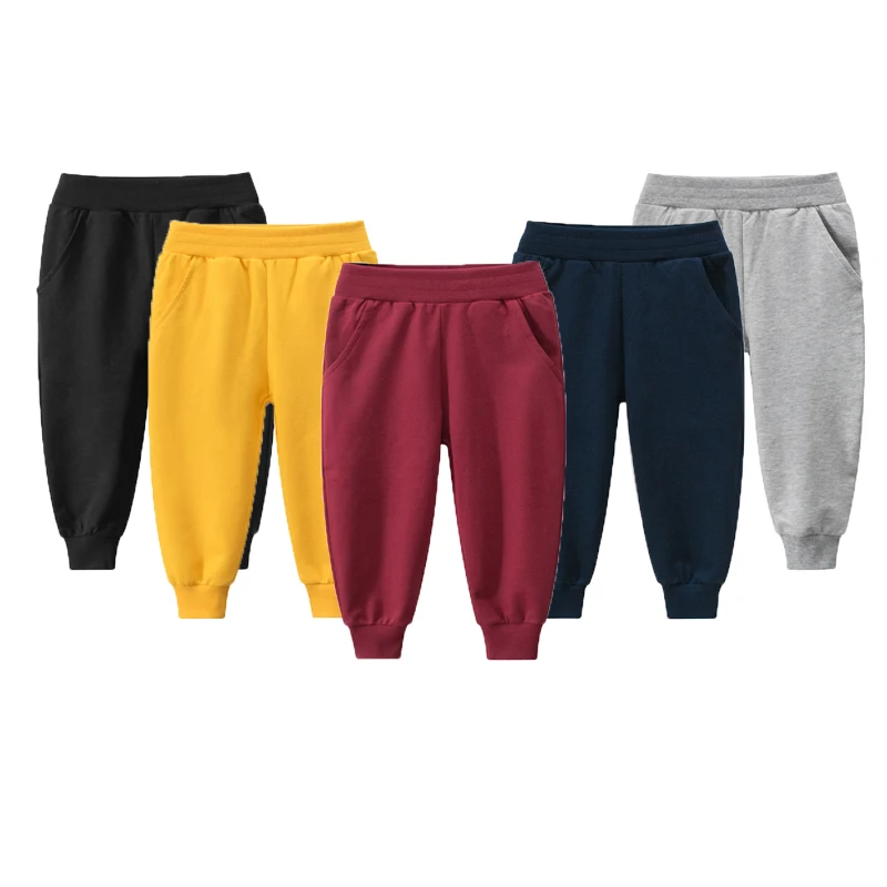 Kid's Solid Color Tracksuit Pants Boys Girls Casual Pants Children's Elastic Band Trousers 2-8Years