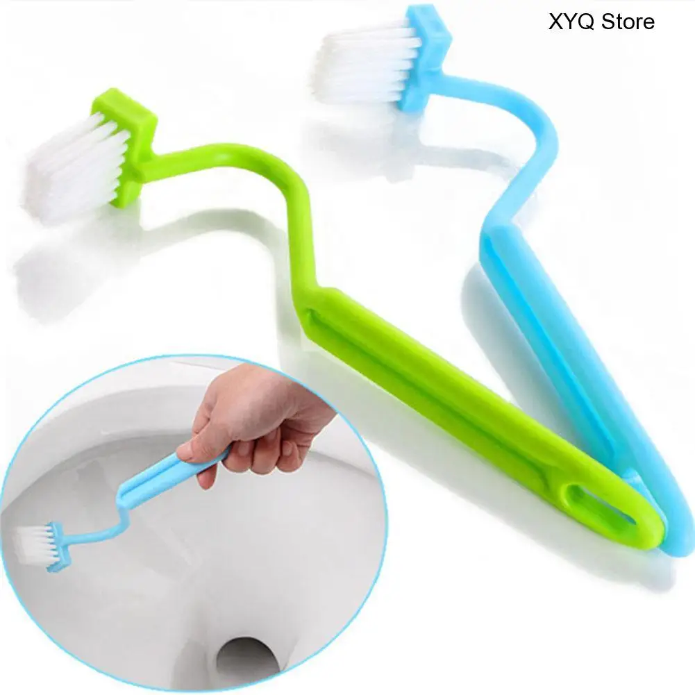 

1pc Convenient Plastic Arc Handle Toilet Brush Scrubber V-type Cleaner Bathroom WC Clean Brush Bent Handle Brushes