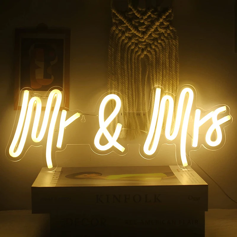 

CHUANGQI Neon Sign Custom Led Mr And Mrs Neon Light Sign Wedding Decoration Bedroom Home Wall Decor Marriage Party
