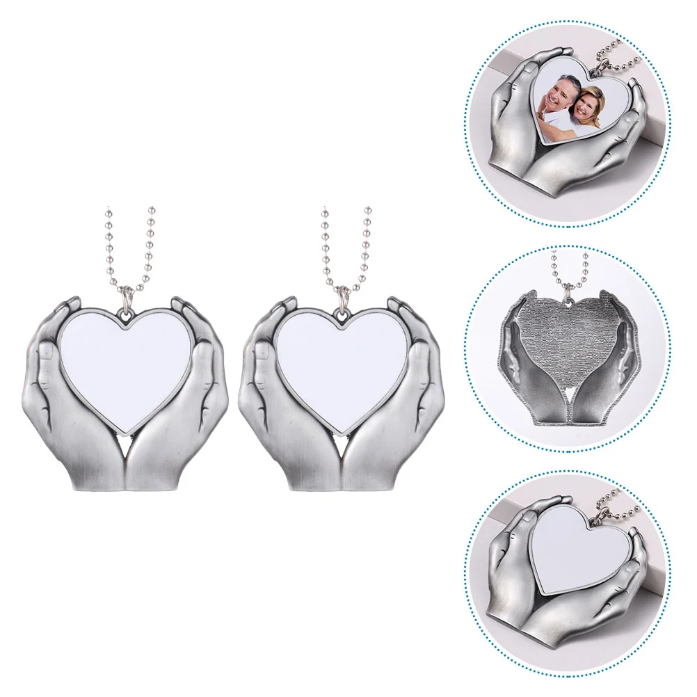 

2 Pcs Car Ornaments Decorative Pendant Hands Hold Heart Hanging Supplies Bag Home Accessories Mirror Auto Decorations Holding