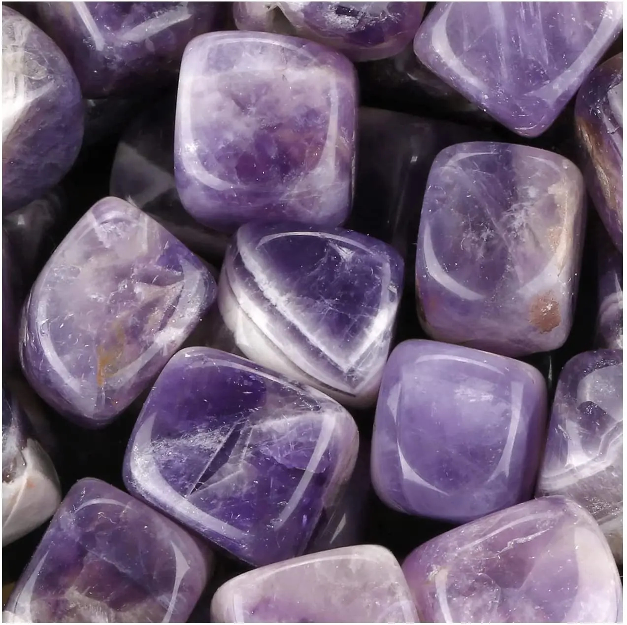 

Tumbled Polished Stone Healing Crystals Cubic Natural Amethyst Cube Gemstone Quartz Bulk for Wicca Reiki Healing Energy - 12 Pcs