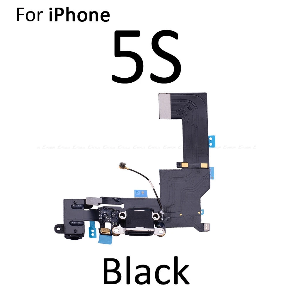 Фото USB-разъем для зарядки, гибкий кабель с разъемом для наушников для iPhone 4, 4S, 5, 5S, 5C, запасные части №5