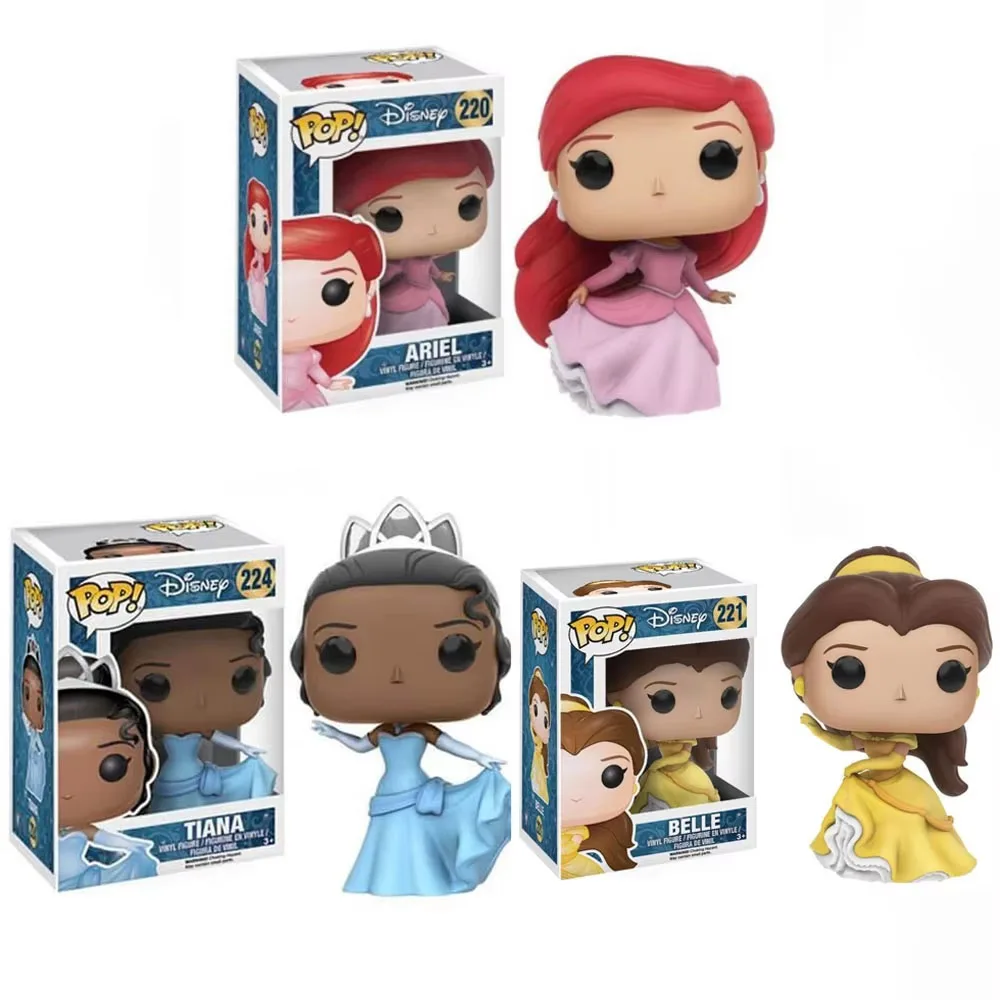 Funko Pop Disney Princess Ариэль # 220Бель 221 Тиана 224 виниловые фигурки куклы подарок для детей