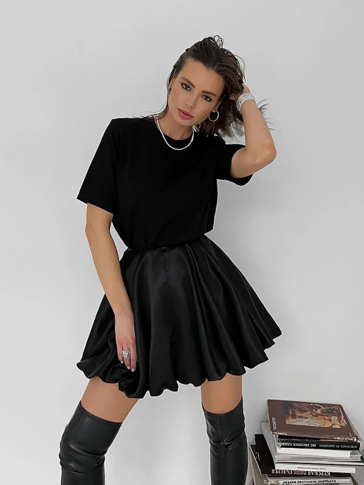

Black Skirt High Waist A-line Solid Casual Skirts Summer Outfits for Women 2023 Elegant Commuter Black Mini Skirt Fashion