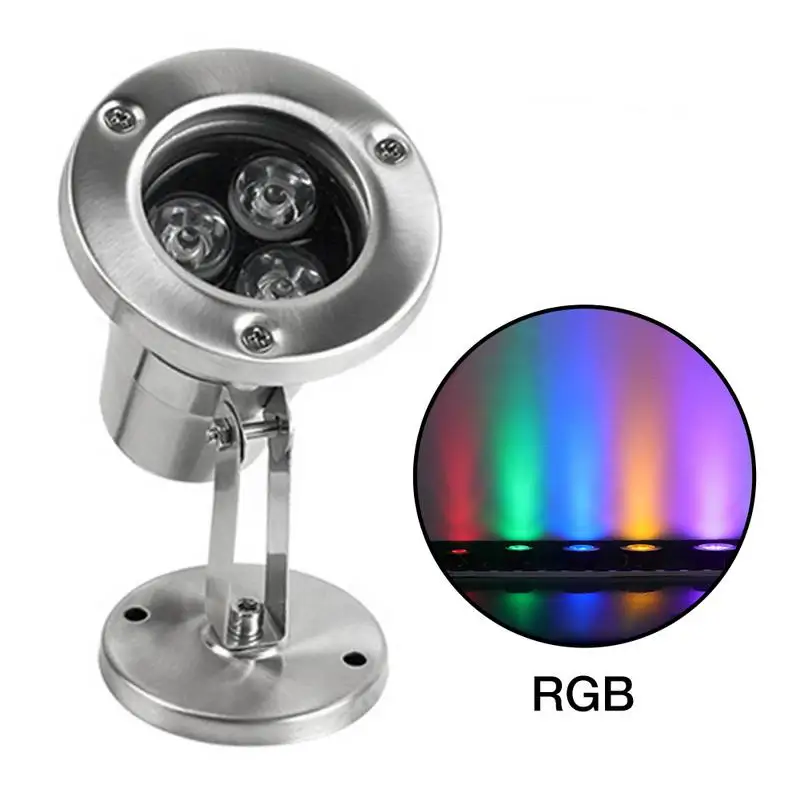 

Stainless Steel Anti-corrosion Floodlight Lamp IP68 Waterproof RGB LED Underwater Light For Fountain Aquarium Swimming Pool 12V