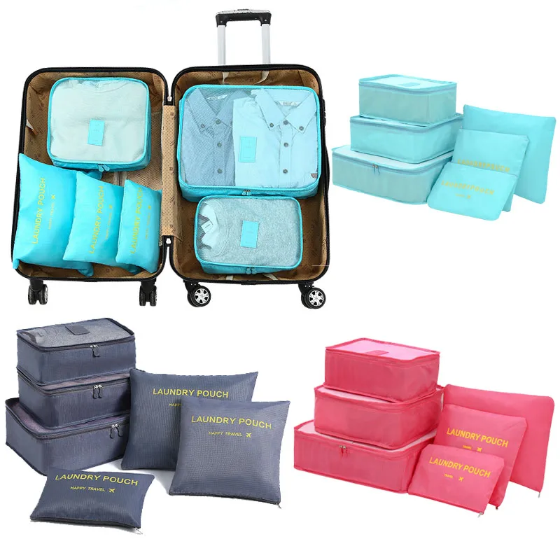 

6pcs Travel Storage Bag Large Capacity Suitcase Storage Luggage Clothes Sorting Organizer Set Pouch Case Shoes Packing Cube