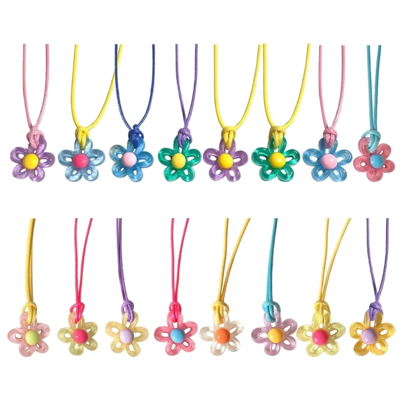 

Colorful Dopamine Flower Necklace for Women Unique Bohemian Hollow Flower Necklace Clavicle Chain Statement Jewelry DropShip