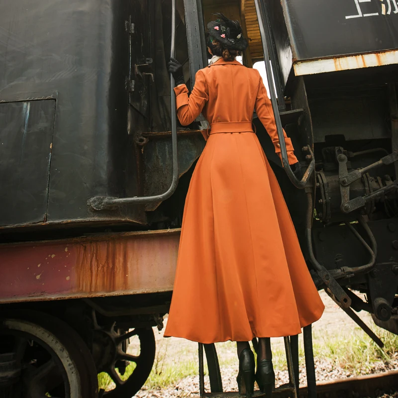 9. Осенняя женская одежда. Новый облегающий X-длинный плащ для похудения больших