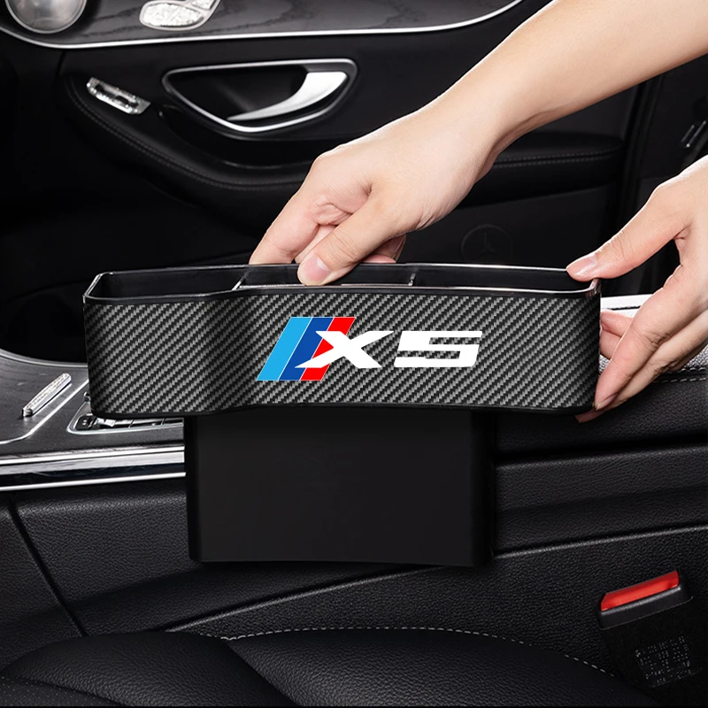 Car Carbon Fiber Leather Seat Gap Storage Box Organizer with charging feature For Bmw X1 X2 X3 X4 X5 X6 X7 bmw m peformance Car