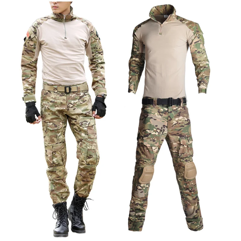 

Outdoor Airsoft Paintball Hunting Suit Men Clothing Military Uniform Tactical Combat Shirt Camo Men Pants With Pads Army Uniform