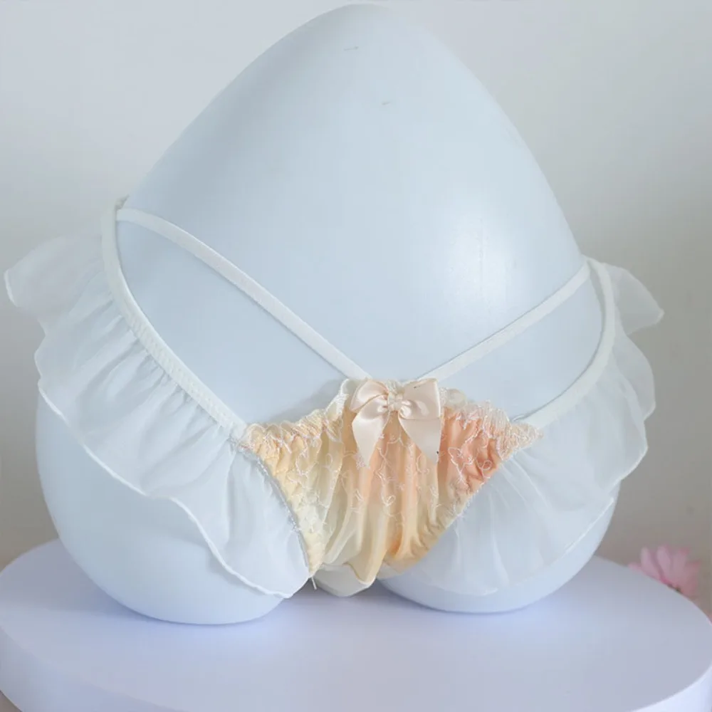 Цветочные сетчатые прозрачные брифы с оборками женское кружевное Сетчатое