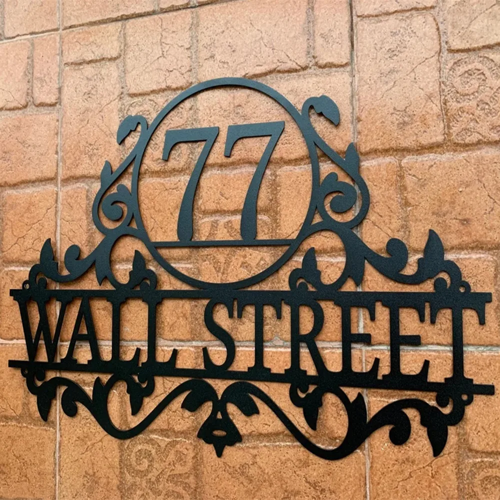 

Металлическая адресная табличка для дома, черный