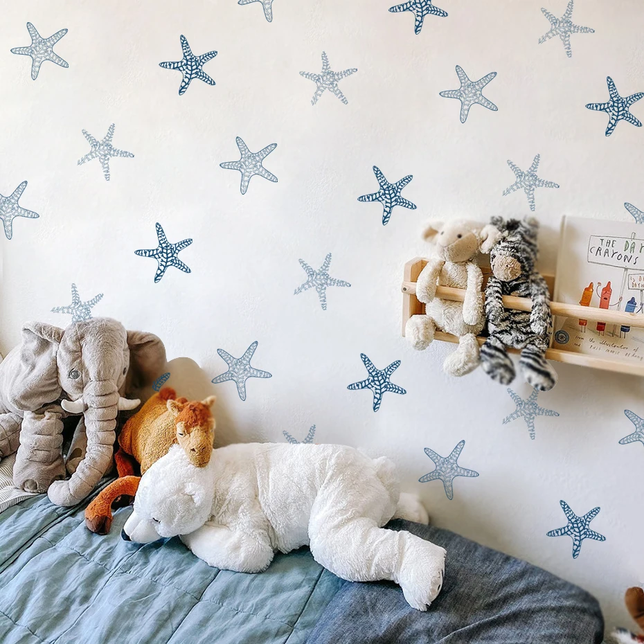 Наклейки на стену в стиле бохо с изображением морской звезды для детской комнаты