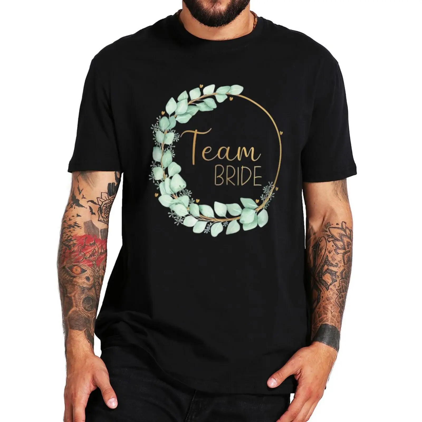 

Team Bride T Shirt Stag Party Eucalyptus Leaf Women's T-Shirt Short Sleeves 100% Cotton Casual Oversize Loose T-Shirt