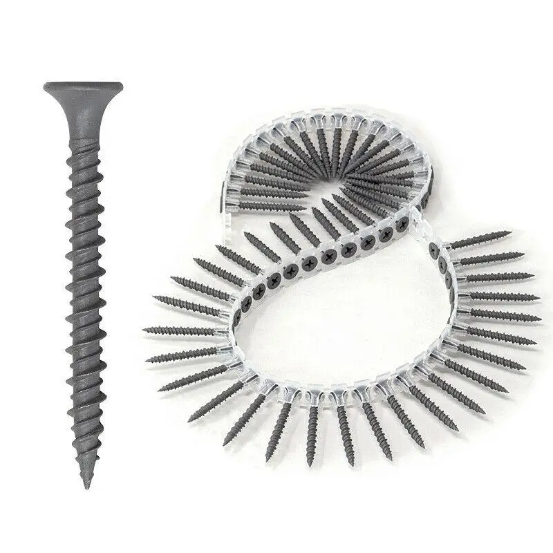 

50 Screws Per Strip Screw Drill Chain Adapter Power Drill Guns Drywall To Wood Collated Screw #8 1-3/4 Inch Decking Screw Chain