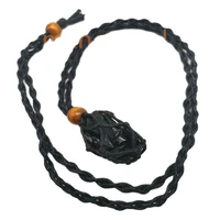 natural original stone obsidian pendant raw gemstone black crystal rock quartz holder necklace pendant net healing jewelry