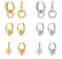 925 sterling silver ear buckle hoop earrings for women geometric gold circle round pendant earring multiple styles metal jewelry