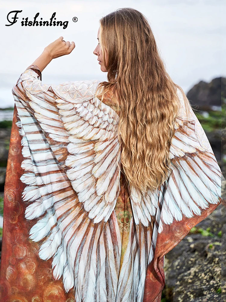 Летнее богемное платье Fitshinling женский купальник с 3D принтом крыла бикини в стиле