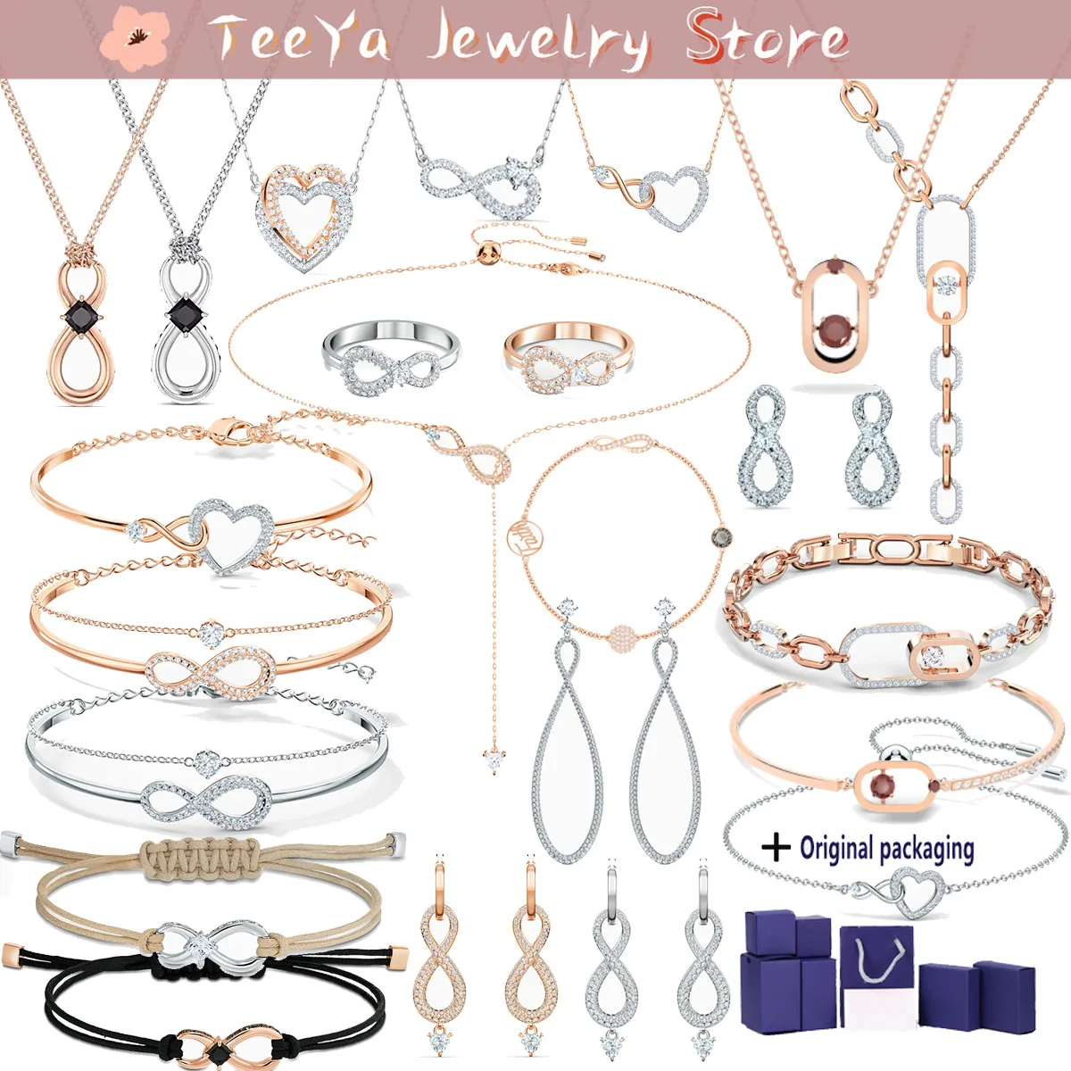 

Original Swa Infinity Christmas Gift Fine Jewelry Sets Unlimited Collection Earrings Necklaces Bracelets for Women With Box