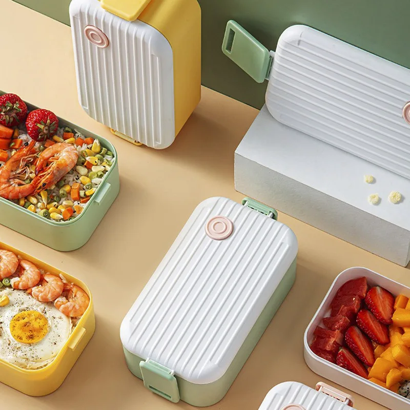 

High-value Lunch Box With Cutlery Double-layer Microwave Lunch Box Plastic Portable Office Worker Student Lunch Box