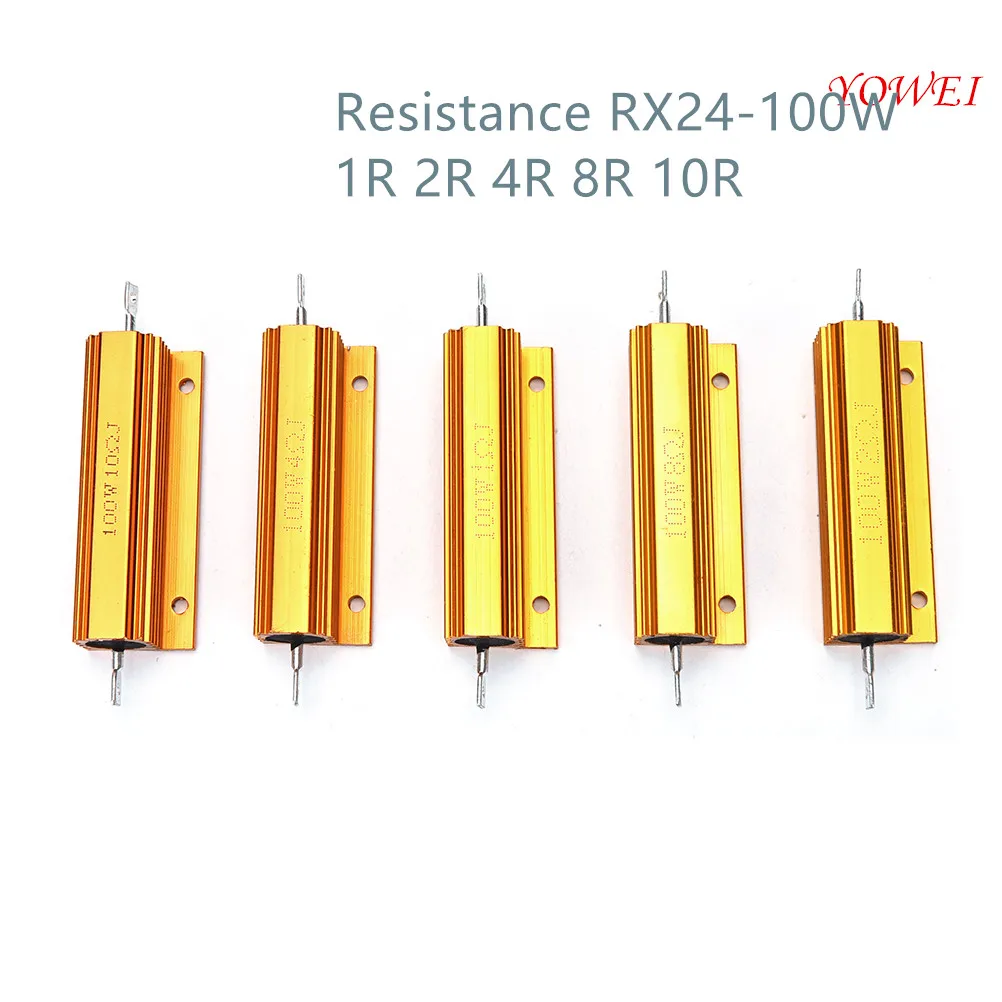 1PC RX24 Power Resistor Aluminum Power Metal Shell Case Wirewound Resistor 100W 1R 2R 4R 8R 10R