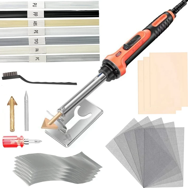 

100W Plastic Welder, 2-In-1 Plastic Welding Kit With Soldering Iron Tips & 56Pcs Rods,For Bumper,Dashboard,Kayak US Plug