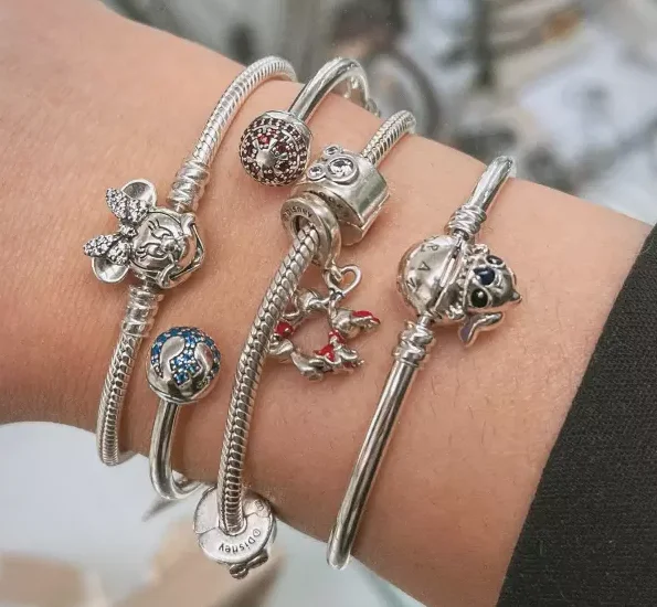 Pandora-Bracelet jonc à fermoir mordant pour femme, point de moments en argent 925, convient au charme original, bricolage, cadeaux d'anniversaire