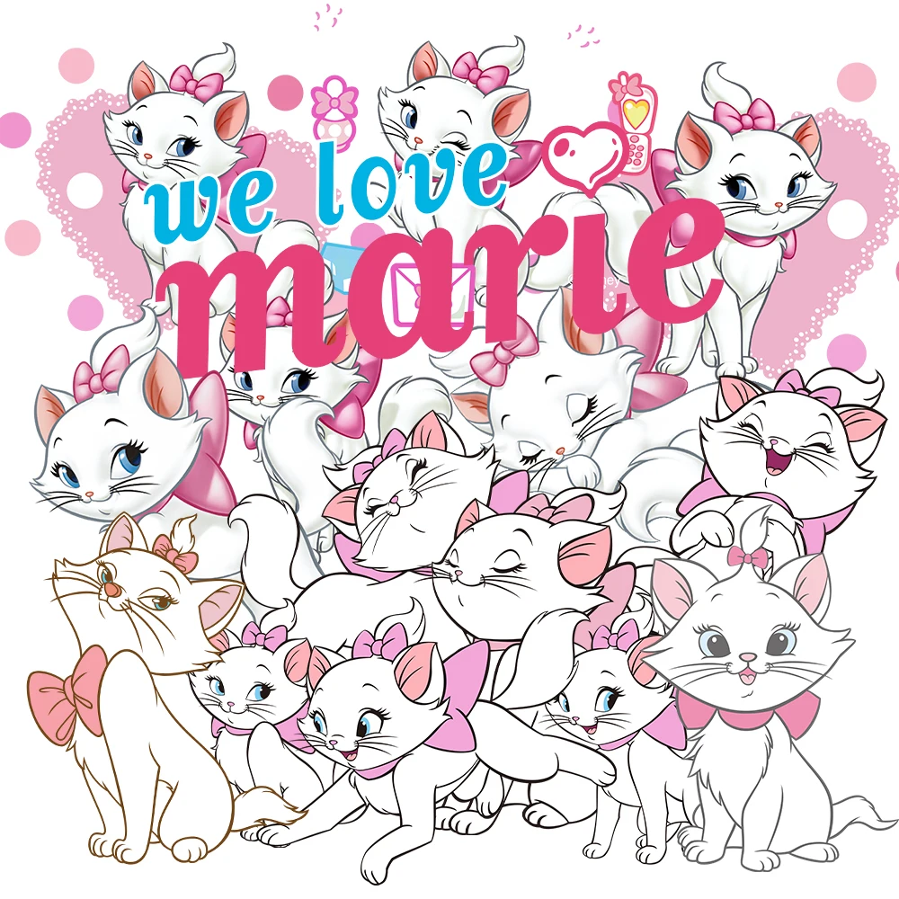 

Disney Marie Cat Cute Patch Patches for Clothing Iron on Vinyl for Clothes Patches Termoadhesivos Para Ropa Heat Transfer