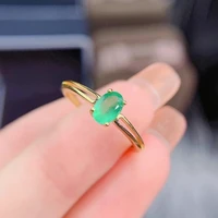 meibapj natural emerald gemstone simple ring for women real 925 sterling silver charm fine wedding jewelry