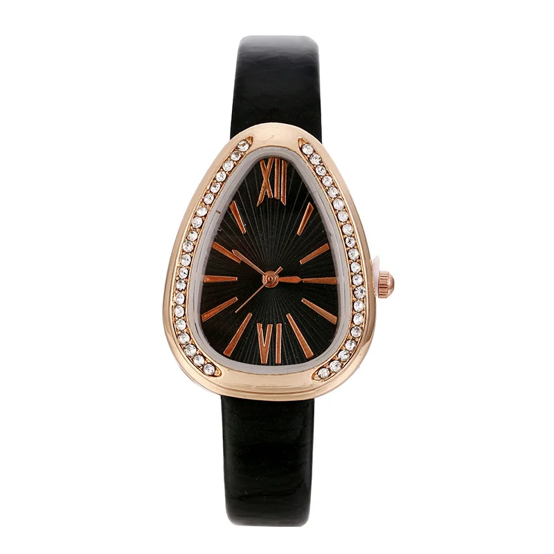 Europe and America hot serpentine diamond-encrusted Roman watch case female female quartz watch casual trend leather watch to se