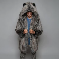 mens brand fur parka oversized fur overcoat warm thick faux fur fashion men hooded long coat jacket faux fur outwear outfit man
