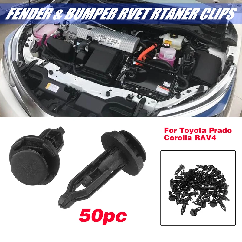 

50pcs 9mm Fender Fastener Clips Bumper Rivet Retainer Fixed Clamps For Toyota Prado Corolla RAV4 Auto Fastener