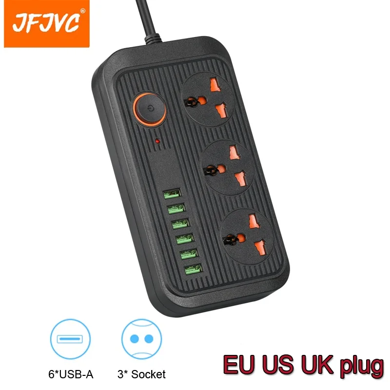 Адаптер для розеток переменного тока JFJVC удлинитель с вилкой ЕС Великобритании
