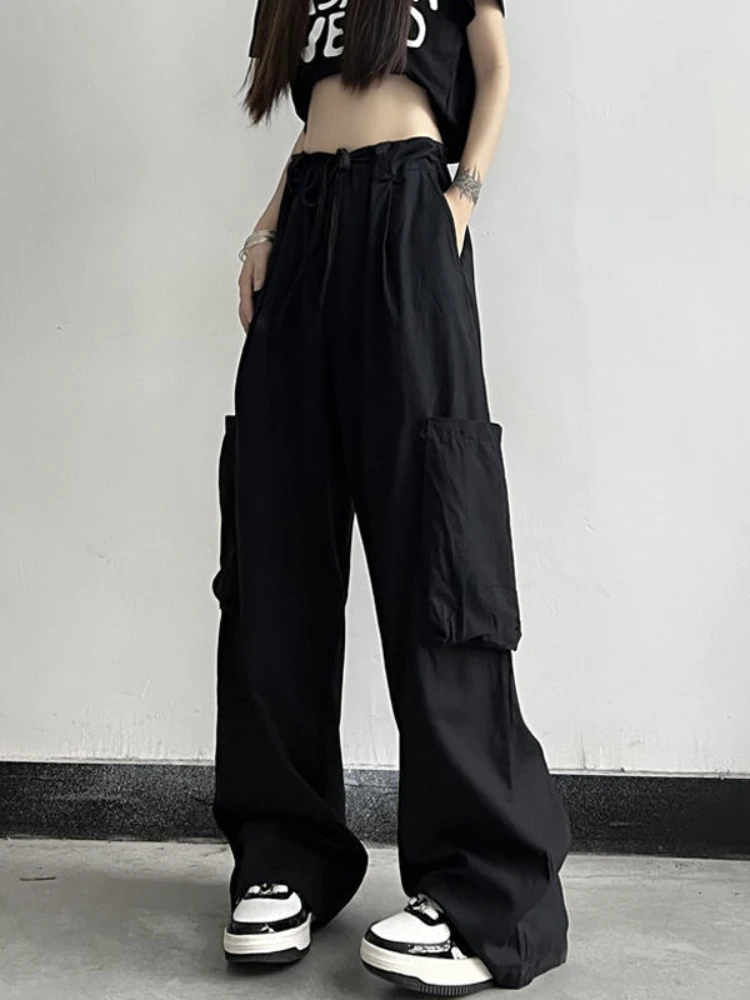 HOUZHOU Gothic Punk Parachute Pants Women Y2K Harajuku Techwear Pockets White Cargo Trousers Female Jogging Sweatpants Grunge