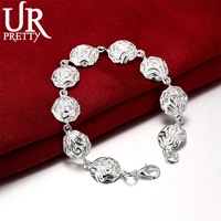 urpretty 925 sterling silver rose flower bracelet chain for women fashion charm wedding engagement party jewelry