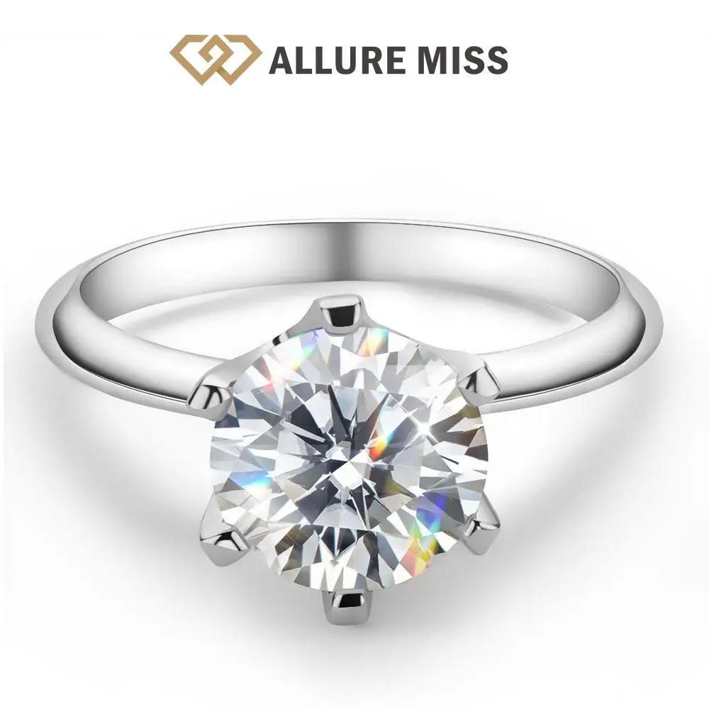 

Inlaid Diamond Round Brilliant Cut 100% 925 Sterling Silver Moissanite Rings for Women Top Quality classic D color GRA Certified