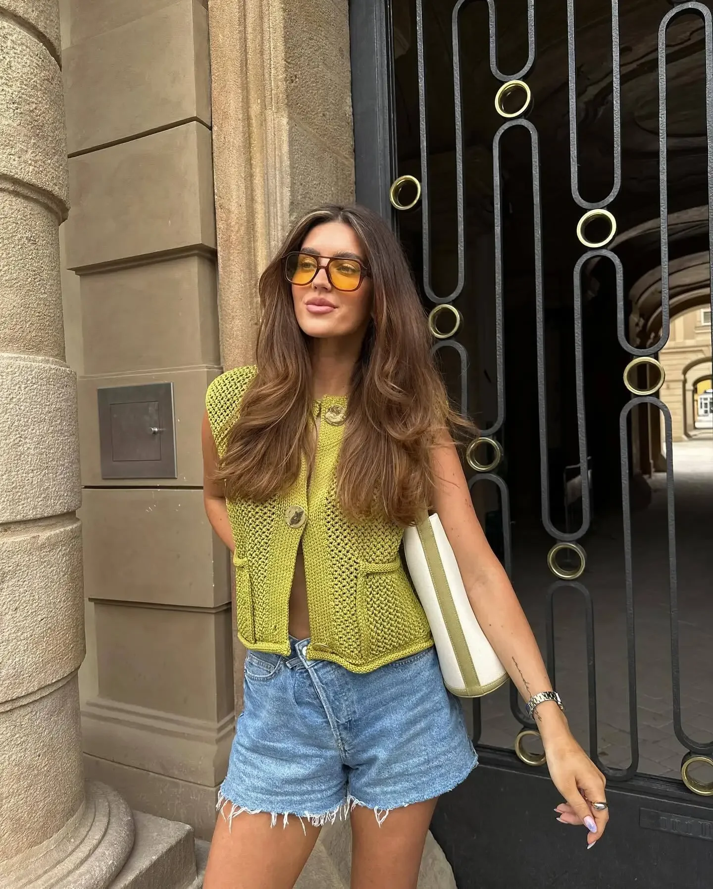 Женский Однотонный Короткий Вязаный Жилет Без Рукавов Элегантный Свитер С