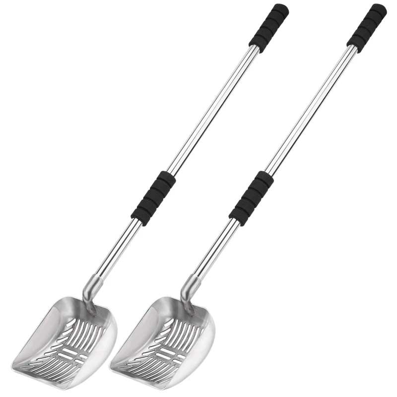 

2X Metal Cat Litter Scoop With Deep Shovel And Long Handle Detachable Stainless Steel Non-Stick Cat Litter Sifter