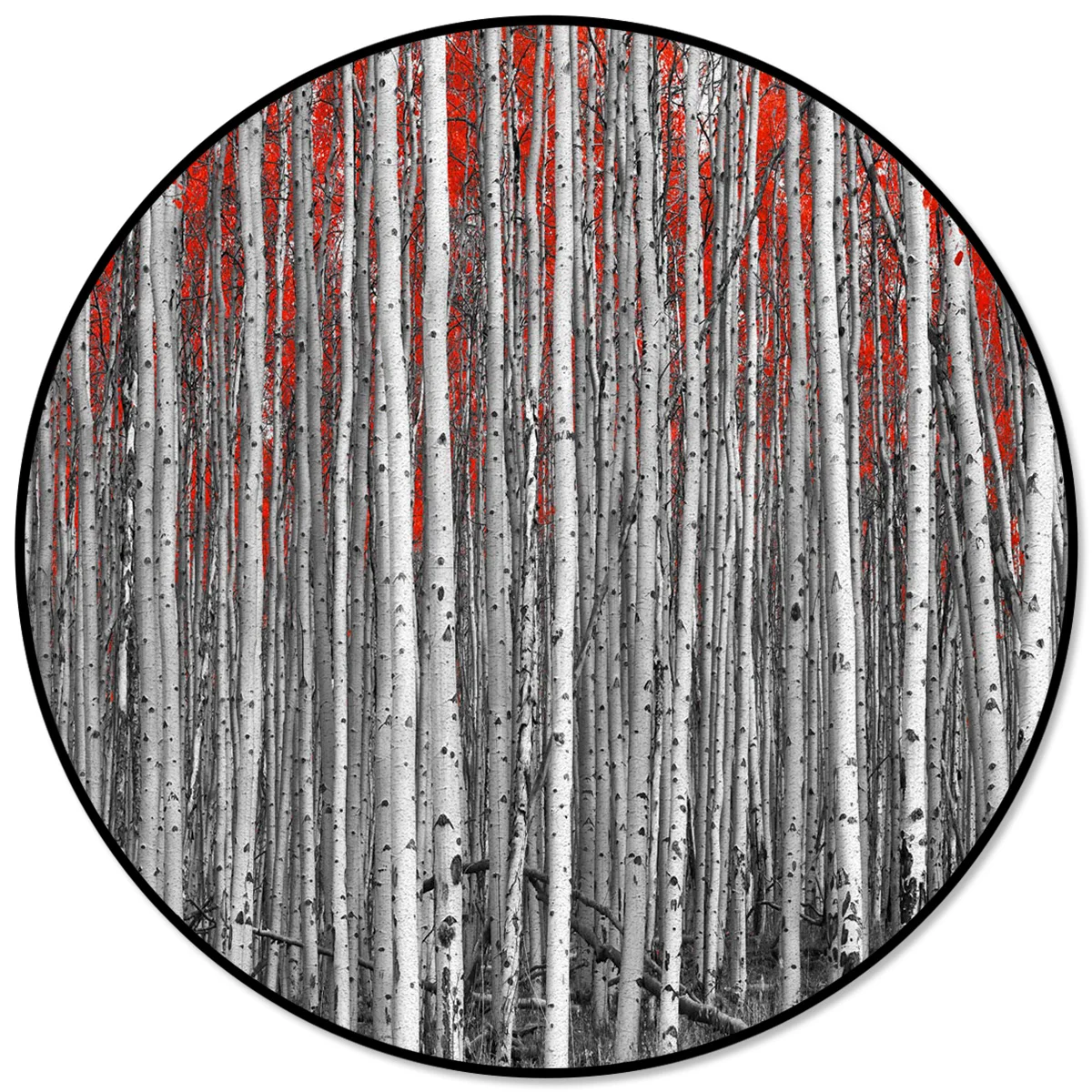 

Red Leaf Tree Black And White Rugs And Carpets For Home Living Room Round Rug For Children Rooms Non-slip