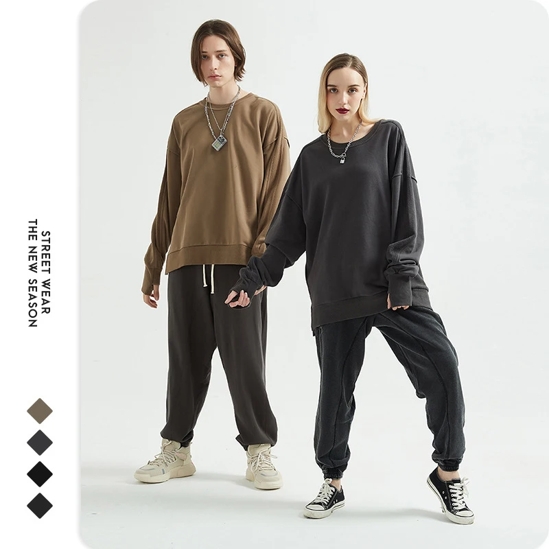 Спортивный хлопковый пуловер в стиле ретро с эффектом потертости мужские